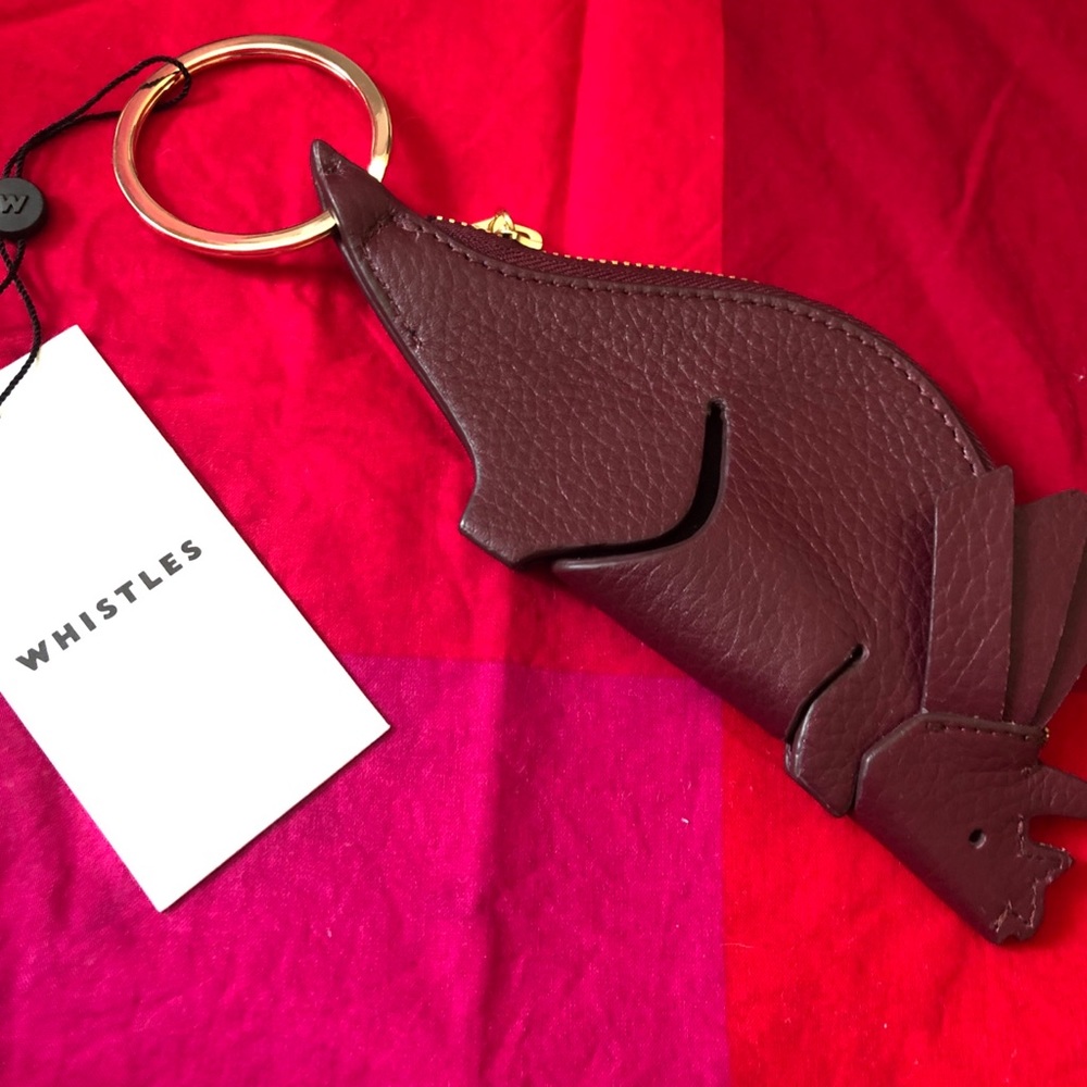 Whistles Leather Dino Keyring Coin Purse Maroon